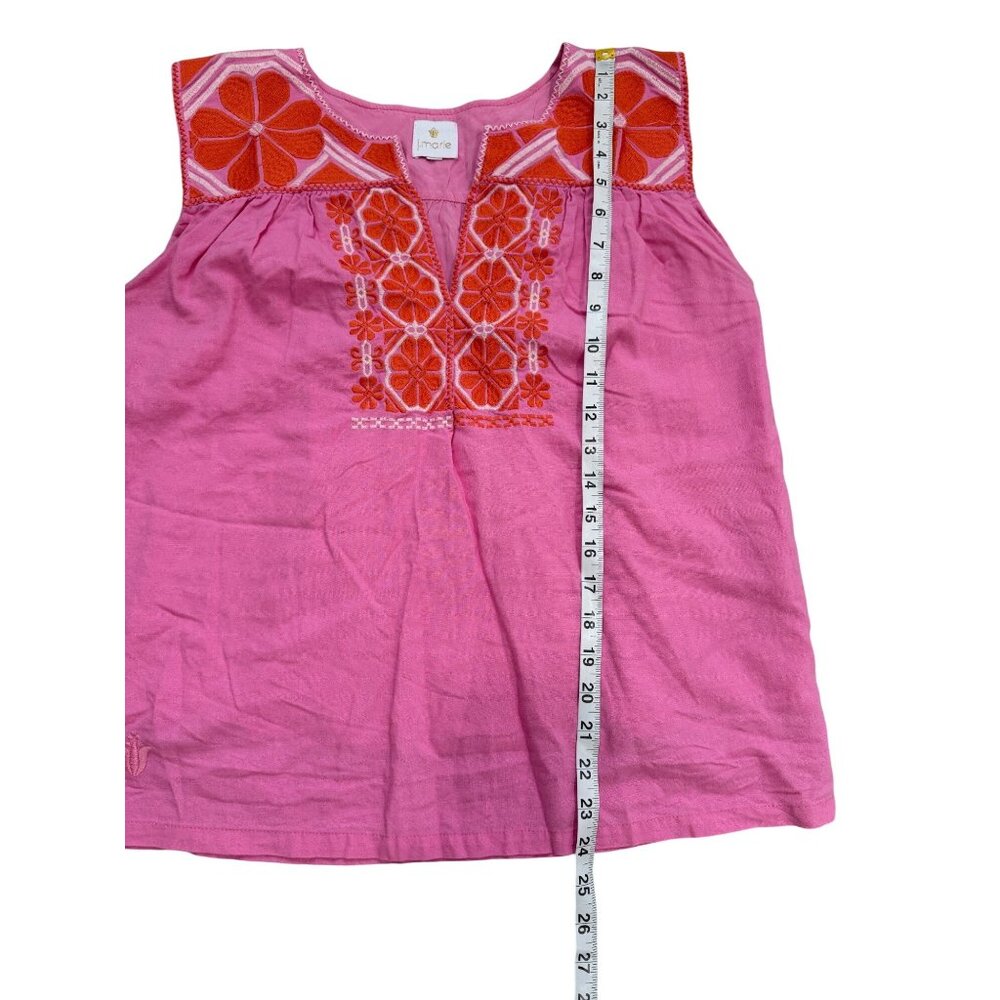J. Marie Women XS Ember Top Pink Embroidered Peasant Blouse Boho Cotton Oversize - Picture 8 of 8
